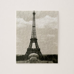 Vintage Schwarzer Eiffelturm in Weiß Puzzle