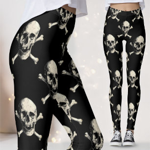 Vintage schwarzer Piratenschädel Totenkopf Jolly R Leggings