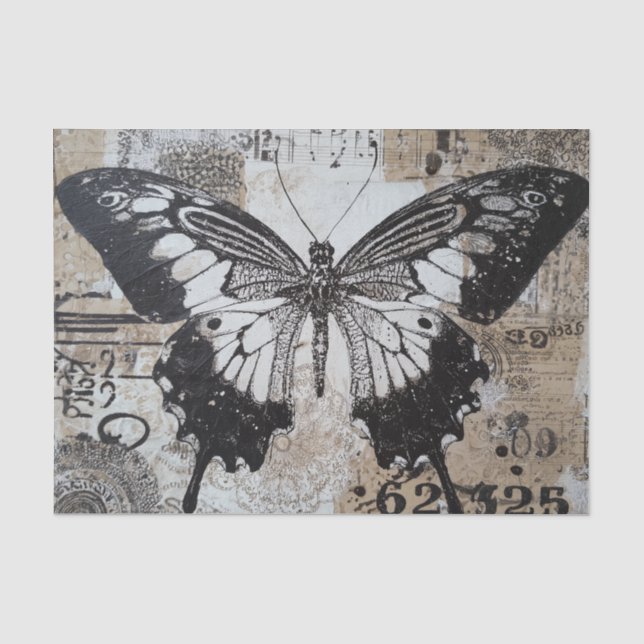 Vintage Schwarzer Schmetterling Seidenpapier (Vorderseite)