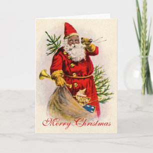 Vintage Schwarzer Weihnachtsmann Feiertagskarte
