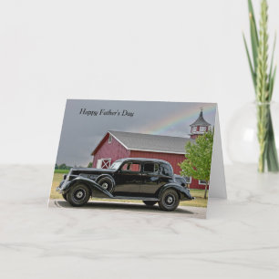 Vintage schwarzes Auto zum Vatertag Karte