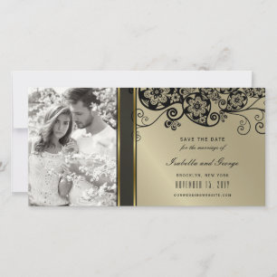 Vintage schwarzes Blumen-Paisley-Schwünge elegante Save The Date