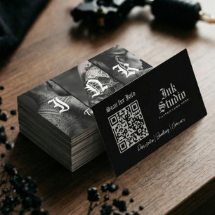 Vintage Schwarzes Gothic-Tätowierstudio Shop Tinte Visitenkarte