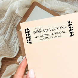 Vintage schwarzes Karo Old Money Rücksendeadresse