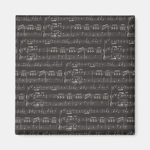 Vintage schwarzes Musiknotenmuster Musiker Magnet