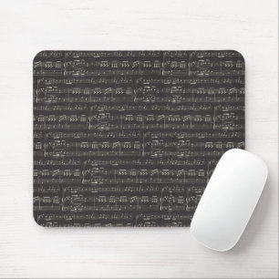 Vintage schwarzes Notenmuster Musiker Mousepad