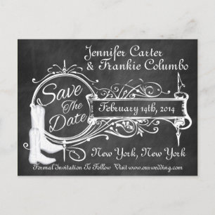 Vintage Schwarzes Tafel Cowboy Save The Date Ankündigungspostkarte