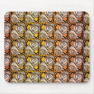 Vintage schwarzes und goldenes Rosen-Blumenmuster Mousepad
