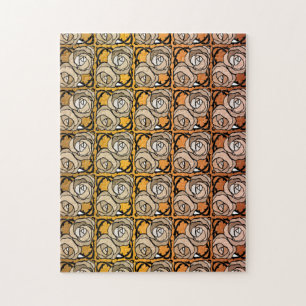 Vintage schwarzes und goldenes Rosen-Blumenmuster Puzzle