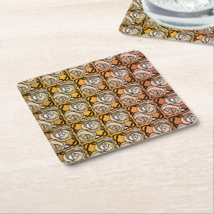 Vintage schwarzes und goldenes Rosen-Blumenmuster Rechteckiger Pappuntersetzer