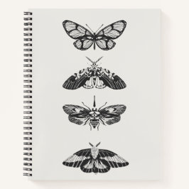 Vintage schwarzes und weißes Schmetterling-Spiraln Notizbuch