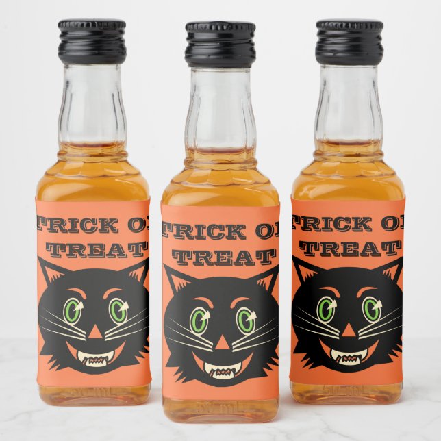 Vintage Schwarzkatze Alkoholflaschenetikett (Flaschen)