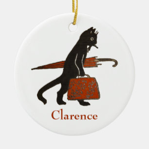 Vintage-Schwarzkatze-Weihnachtsschmuck-Vorlage Keramik Ornament
