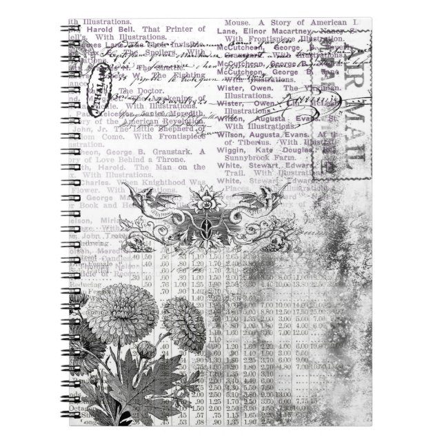 Vintage Schwarzweiß-Luftpost Notizblock (Vorderseite)