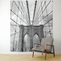 Vintage Schwarzweiss-Wandtapisserie der Brücke NYC