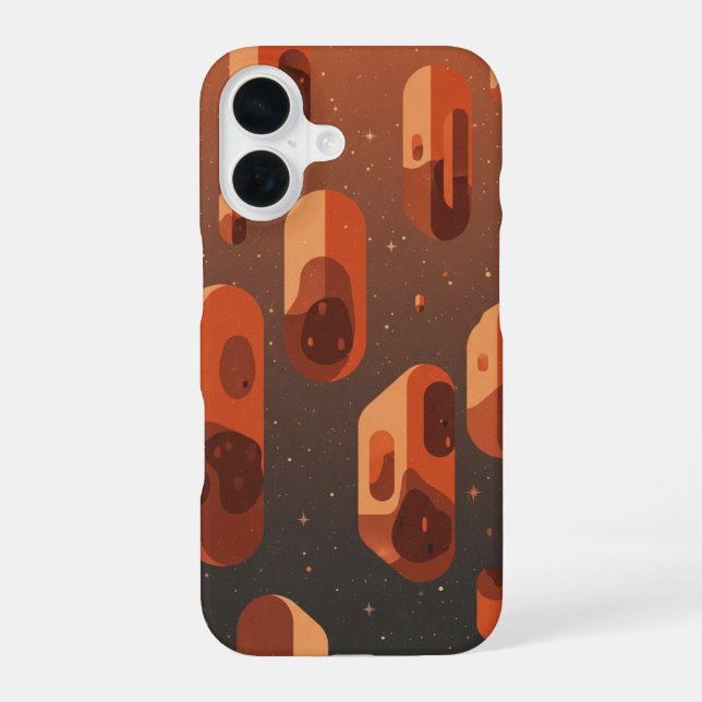 Vintage schwebende Asteroiden iPhone 16 Hülle (Rückseite)
