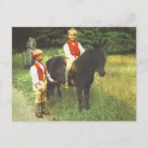 Vintage Schweden, Fahrradfahren lernen, Jungen Postkarte