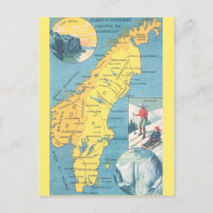 Vintage Schweden-Karte Postkarte