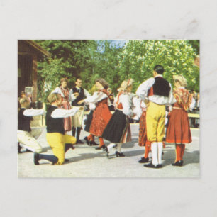 Vintage Schweden, traditionelles schwedisches Tanz Postkarte