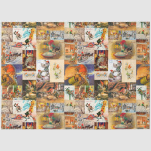 Vintage Schwedische Jultomte Gnome Collage Seidenpapier