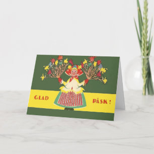 Vintage schwedische Osterblumen Glad Pask Feiertagskarte