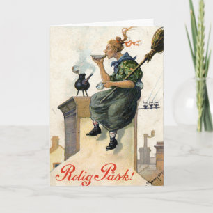 Vintage schwedische Ostermalkarte Feiertagskarte