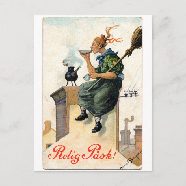 Vintage schwedische Ostermalkarte Feiertagspostkarte (Vorderseite)