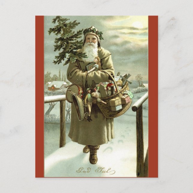 Vintage schwedische Postkarte des Santa Claus (Vorderseite)