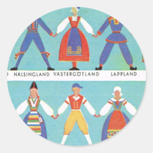 Vintage schwedische regionale Kostüme Runder Aufkleber