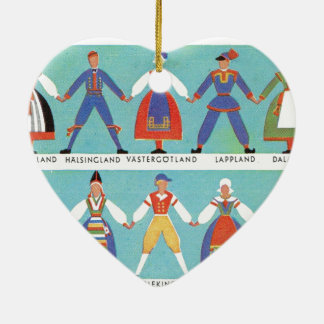 Vintage schwedische Regionaltrachten Keramikornament
