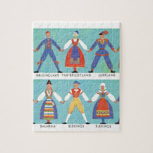 Vintage schwedische Regionaltrachten Puzzle