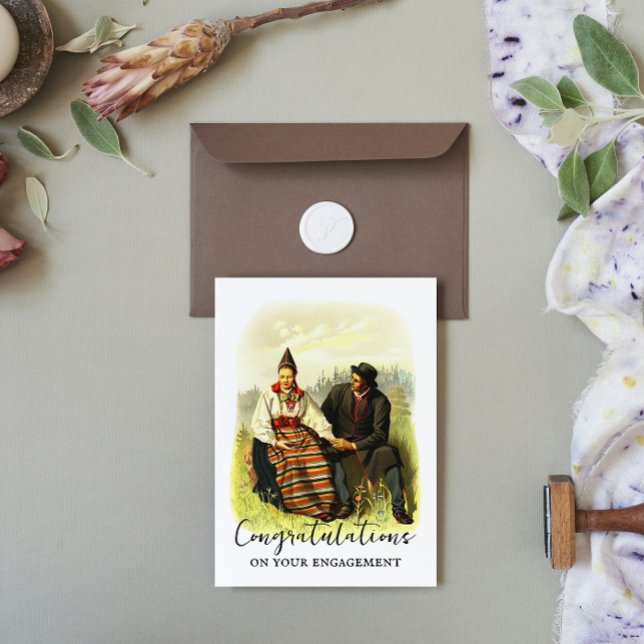 Vintage schwedische Verlobung Dalecarlia Karte (Von Creator hochgeladen)