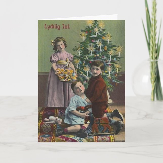 Vintage schwedische Weihnachtskarte Feiertagskarte (Vorderseite)