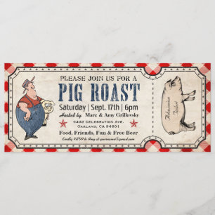 Vintage Schwein-Braten-Karten-Einladungen Einladung