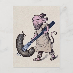 Vintage-Schwein-und-Wurst-Postkarte Postkarte