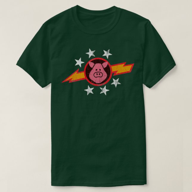 Vintage Schweine im Weltraum T-Shirt (Design vorne)