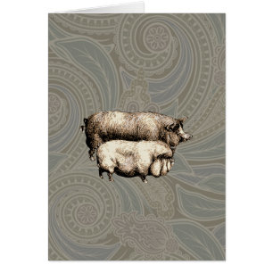 Vintage Schweine, zeichnend antike Schweine