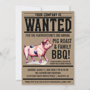 Vintage-Schweinebraten-Familien-Grillparty-Einladu Einladung
