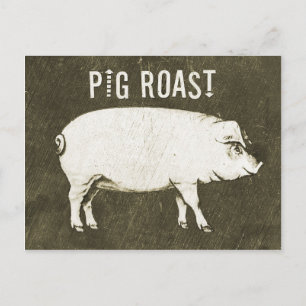 Vintage-Schweinebraten-Postkarten-Einladung V Einladungspostkarte