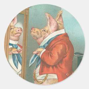 Vintage Schweinekleber Runder Aufkleber