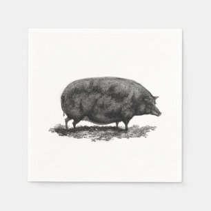 Vintage Schweinradierungsserviette Serviette