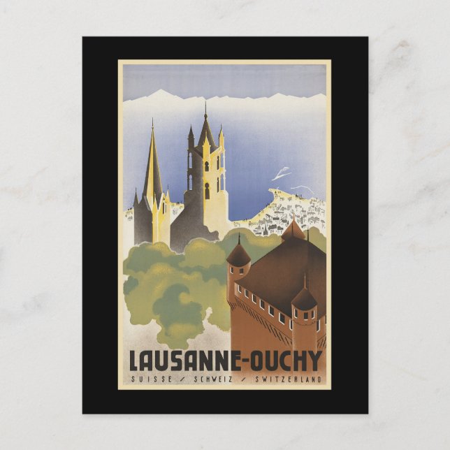 Vintage Schweiz Lausanne-Ouchy Postkarte (Vorderseite)