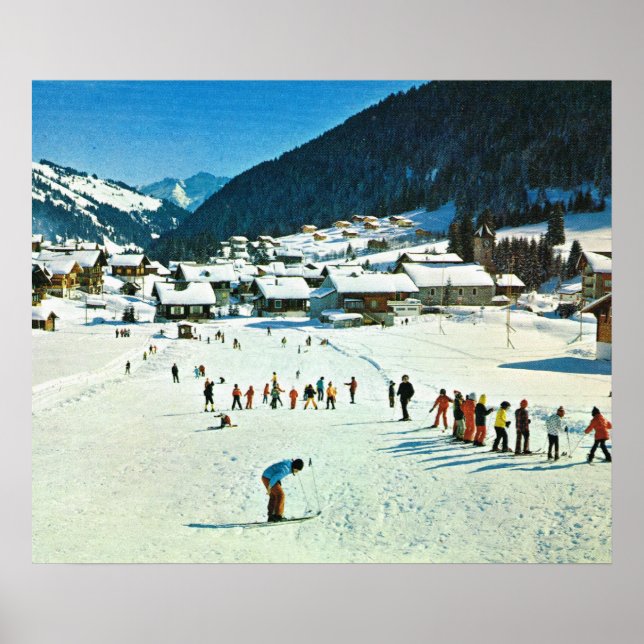 Vintage Schweiz, Morgins ecole de ski Poster (Vorne)