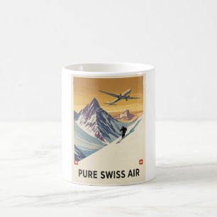 Vintage Schweiz Reisen Reine Luft Ski Art Kaffeetasse