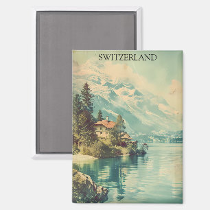 Vintage Schweiz Schweizer Alpen Bergblick Magnet