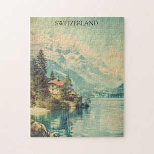 Vintage Schweiz Schweizer Alpen Bergblick Puzzle