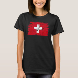 Vintage Schweiz Schweizer Flaggenpriorienunterstüt T-Shirt
