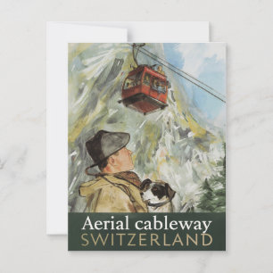 Vintage Schweiz Seilbahnfahrt Postkarte