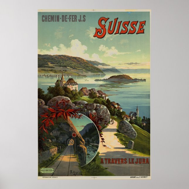 Vintage Schweiz Tourismus Illustration Art Poster (Vorne)