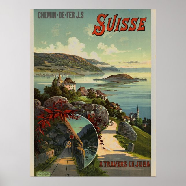 Vintage Schweiz Tourismus Illustration Art Poster (Vorne)